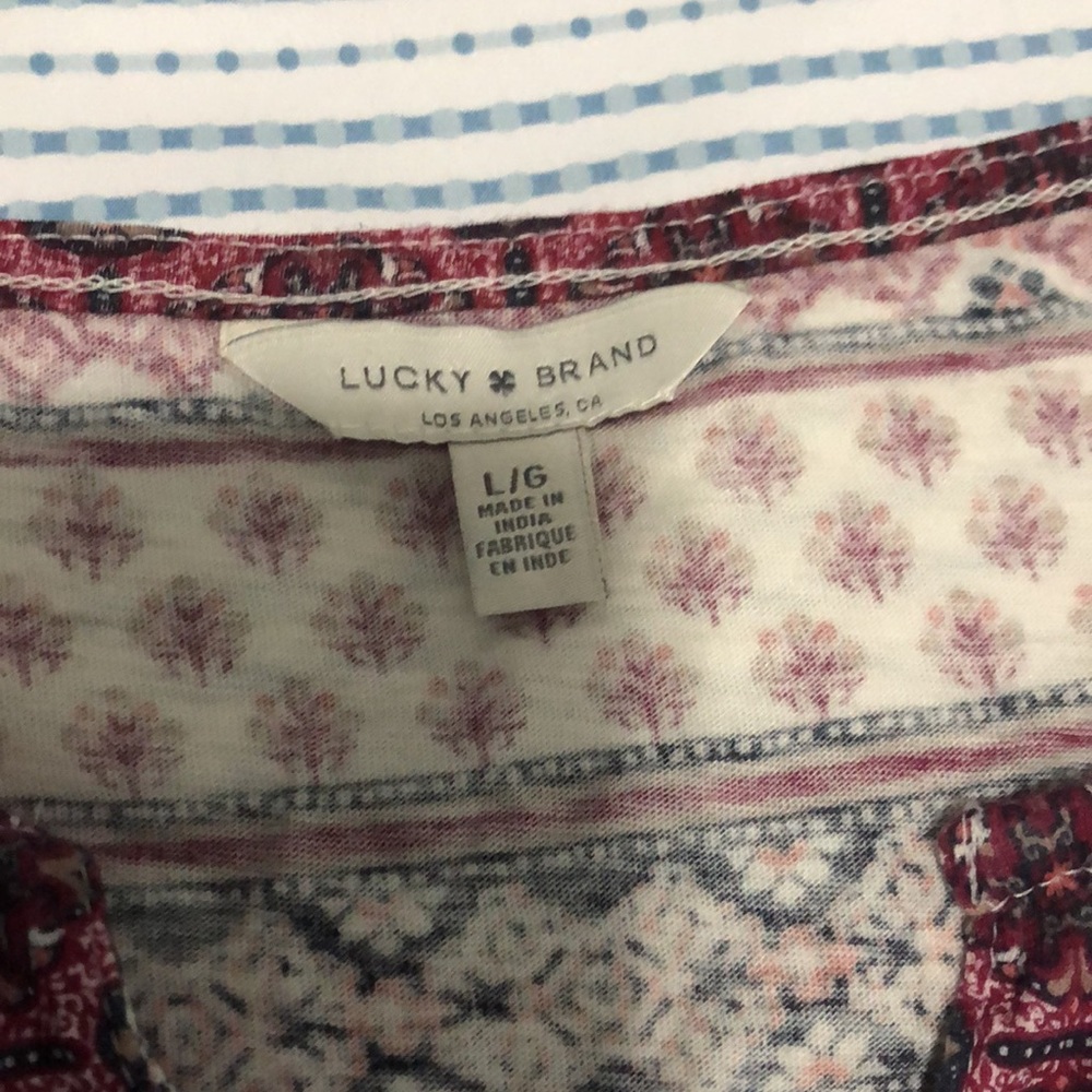 Lucky Brand Cap Sleeve Boho Blouse Womens Size L - Picture 5 of 10
